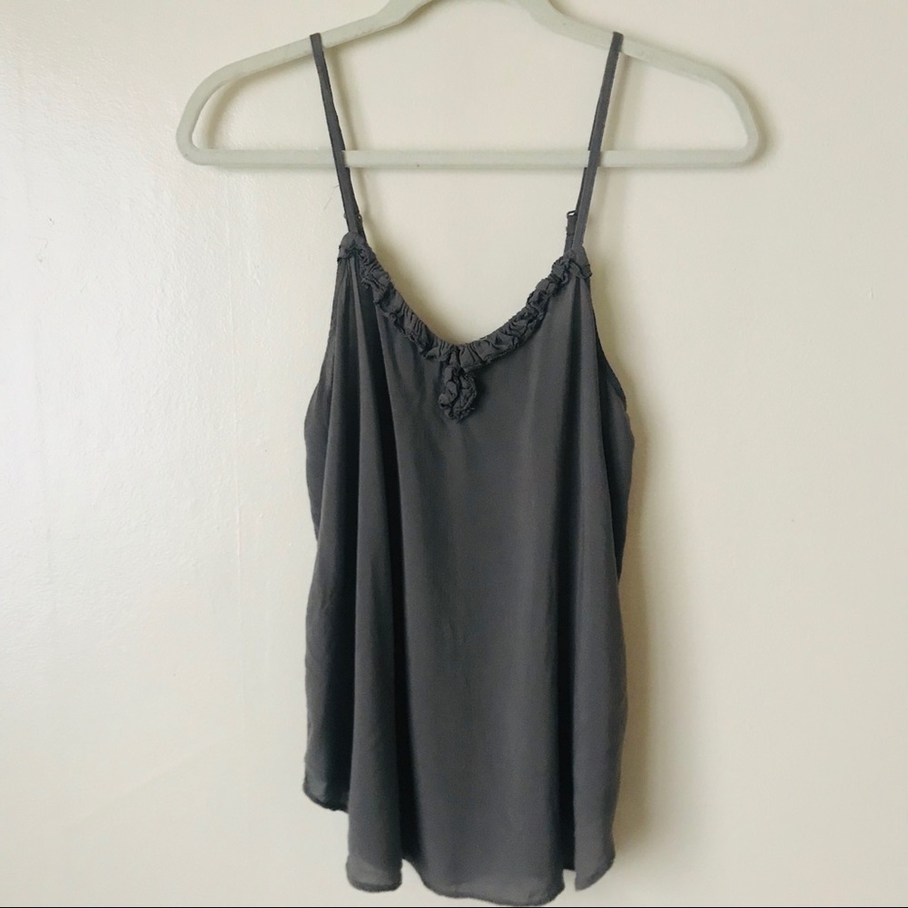 Grey ruffle tank top by Banana Republic